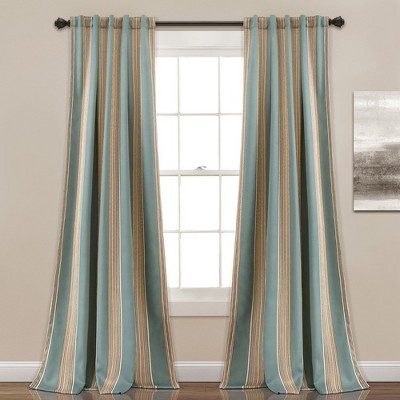 Home Boutique Julia Stripe Light Filtering Window Curtain Blue Set ...