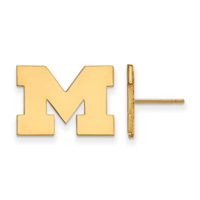Black Bow Jewelry 10k Yellow Gold Michigan Wolverines NCAA Post Earrings