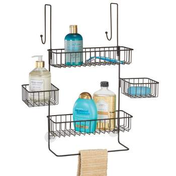 Consumest 3-Tier Hanging Shower Caddy Over the Door, Large Capacity Hanging Shower  Organizer With Double Soap Holder & 8 Hooks Stainless Steel No Drilling  Over Door Shower Shelf for Bathroom, Black 