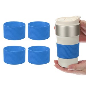 Unique Bargains Silicone Protective Heat Resistant Non Slip Coffee Cup Sleeve 4 Pcs - 1 of 4