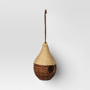 10" Outdoor Woven Bird House Beige - Threshold™ - 1 of 3