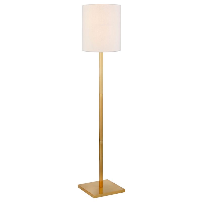 Hampton &#38; Thyme Square Base Floor Lamp with Fabric Shade Brass/White, 4 of 8