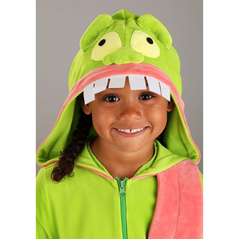 HalloweenCostumes.com Medium Girl Ghostbusters Slimer Hoodie Costume for Girls., Pink/Green, 5 of 6