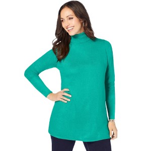 Jessica London Women's Plus Size Cotton Cashmere Turtleneck - 1 of 4