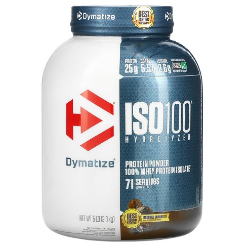 Dymatize Iso100 Hydrolyzed, 100% Whey Protein Isolate, Gourmet Chocolate, 5  Lb (2.3 Kg) : Target