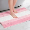 Unique Bargains Extra Soft and Absorbent Chenille Fluffy Striped With Non-Slip Backing Bath Floor Mat - 2 of 4