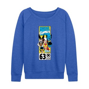 Women's - Marvel - X Men Heads Lightweight French Terry Wide Neck Long Sleeve Graphic Shirt - 1 of 3