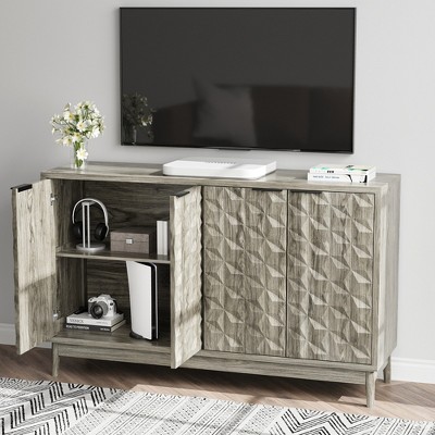 VYNXARIA Modern Buffet Cabinet with 4 diamond relief doors offers stylish storage for living rooms, dining areas, and kitchens.
