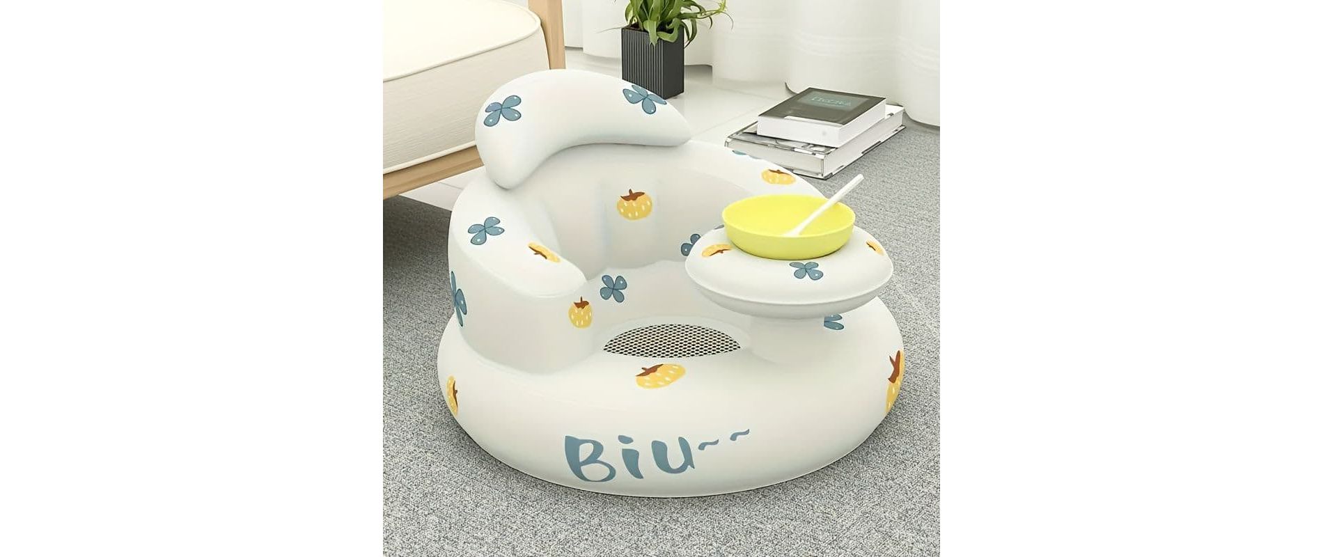 Angel Sar Developmental Baby Seat, BPA-Free Plastic Chair with Washable Pad, Ergonomic Support for Infants 3-24 Months, White