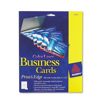 Avery Print-to-the-Edge Microperf Business Cards Color Laser 2 x 3 1/2 Wht 160/Pk 5881