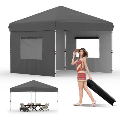 10x10 Pop Up Canopy Tent with 3 Sidewall, Heavy Duty Outdoor Instant Canopy, 3 Adjustable Heights