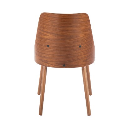 Anabelle Walnut Wood and Brown Faux Leather Side Chair Set