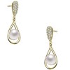 Guili Sterling Silver Drop Earrings with Freshwater Pearl and Cubic Zirconia in Rhodium or 14K Gold Plating for a Graceful, Chic, and Timeless Look - 2 of 4