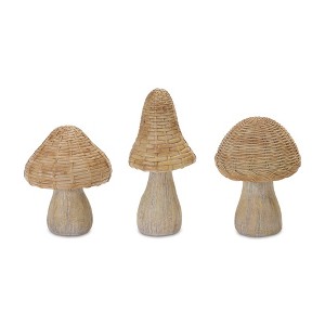 Melrose Wicker Mushroom Decor (Set of 3) - 1 of 4