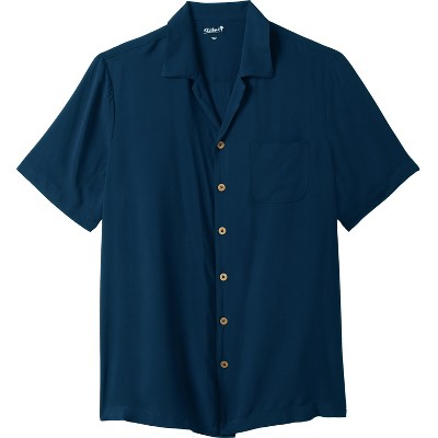 Ks Island By Kingsize Men's Big & Tall Solid Rayon Short-sleeve Shirt ...