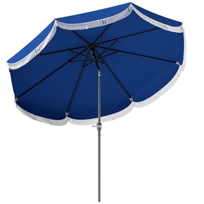 Outsunny 9FT Patio Umbrella, UPF 30+ Outdoor Market Umbrella, Vented Patio Table Umbrella with Crank, 8 Ribs, Push Button Tilt
