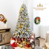 Tangkula 7.5'Hinged Artificial Christmas Tree Unlit w/ Metal Stand Premium Snow Flocked - 2 of 4