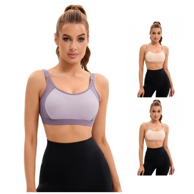 INSPIRE CHIC 3 Pcs Women's Contrasting Colors Adjustable Straps Workout Fixed Cup U Back Sports Bras