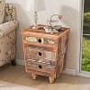 Christopher Knight Home Boise Vintage Handcrafted Wood Nightstand with 3 Drawers, Natural - 2 of 4