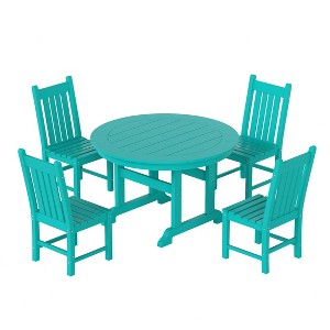 WestinTrends 5 Piece Outdoor Patio Dining Set Outdoor Round Table and Chair Set - 1 of 2