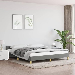 vidaXL Dark Gray King Size Bed Frame with Supportive Legs and Headboard - Durable Polyester Fabric - 1 of 4