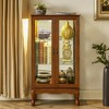 VYNXARIA Classic Cherry Curio Cabinet with Adjustable Shelves and Mirrored Back - 2 of 4