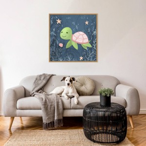 Amanti Art Seahorse and Turtle Blue II by Hartworks Framed Canvas Wall Art Print - 1 of 4
