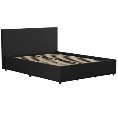 Kelly Dark Gray Upholstered Queen Bed with Storage Drawers