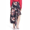 Women's Floral Print High Low Silk Midi Skirt - Lewit - 2 of 4