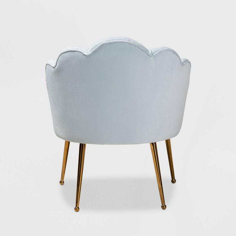 Cinzia Velvet Upholstered Seashell Shaped Accent Chair - Baxton Studio, 5 of 13