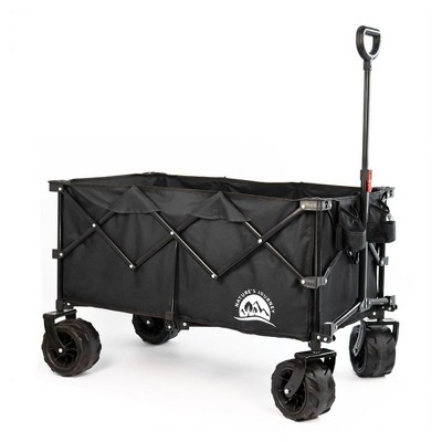 Maxwell Outdoors Collapsible Folding Outdoor Utility Cart Camping Wagon with Spacious Storage Volume and More Silence Wheels, Black