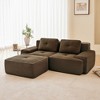 82" Corduroy L-Shaped Modular Sectional Sofa with Movable Ottoman, Pearl-Like Piping, Tufted Design, and No Assembly - 2 of 4