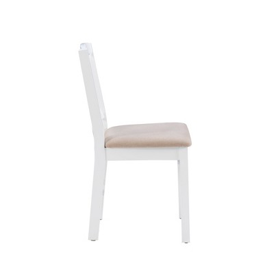 Delilah White Linen Upholstered Wood Side Chair with Cross Back