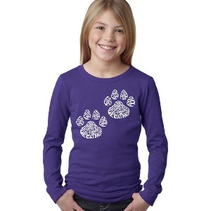 LA Pop Art Girl's Word Art Long Sleeve - Cat Mom - 1 of 4
