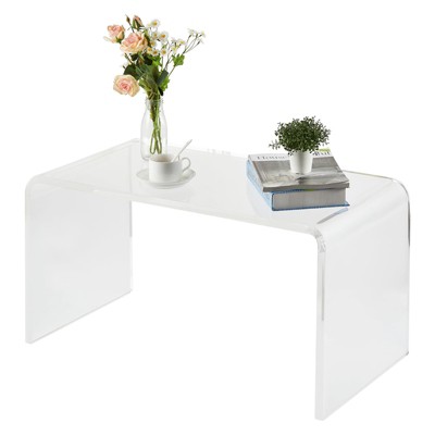 U-Shaped Clear Acrylic Coffee Table 32x15.8x16.3In | Transparent Side Table for Living Room & Outdoor