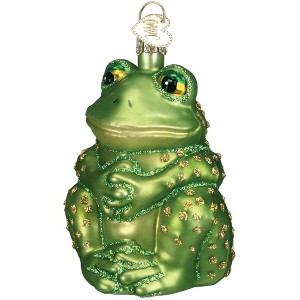 Old World Christmas Glass Blown Ornament, Sitting Frog - 1 of 3
