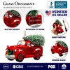 Traditional Red Truck with Ornamental Tree Glass Christmas Ornament| OrnamentallyYou - 2 of 4