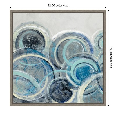 Blue and Gray Abstract Circles Canvas Wall Art