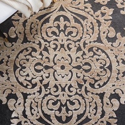 Stone and Beige Hand-Knotted Viscose Chenille Area Rug