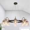 LNC Aidtyrtm 8-Light Matte Black and Polished Gold and Crackled Glass LED Dry Rated Chandelier: UL Listed, Adjustable Height, E26 - 2 of 4