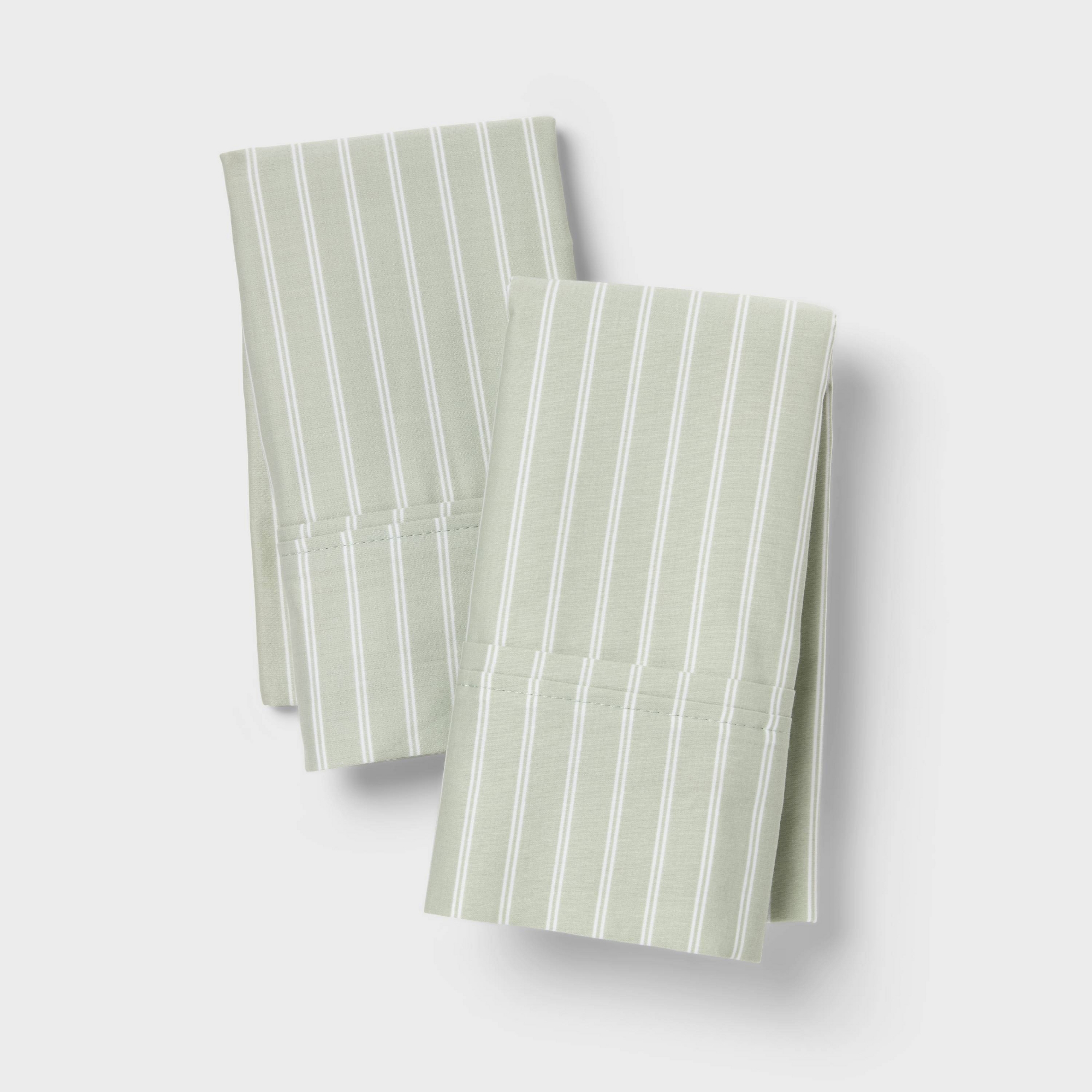 Standard 400 Thread Count Performance Pillowcase Green Stripe - Threshold™