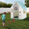 Kids Cottage Playhouse with Magnetic Dartboard, Basketball Hoop, Ring Toss & Soccer Goal – Indoor & Outdoor Playhouse - 3 of 4