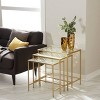 Olivia & May Metal Nesting Tables Pale (Set of 3) Gold: Satin Finish, Glass Surface, Iron Frame, No Assembly Required - 2 of 4