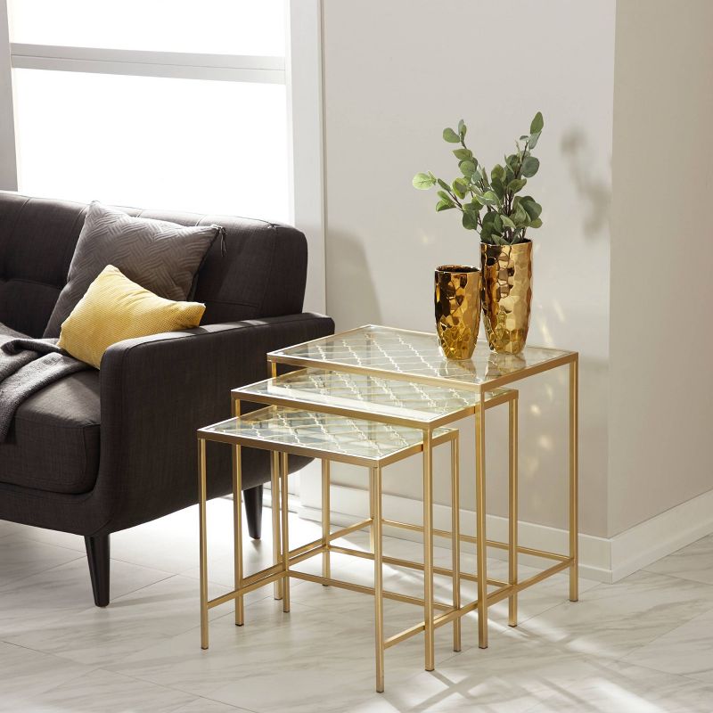 Metal Nesting Tables Pale (Set of 3) Gold - Olivia & May, 3 of 20