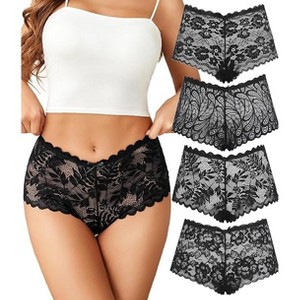 Avidlove Womens Lace Boyshort Panties Lingerie High Waisted Underwear Briefs, Pack of 4 - 1 of 1