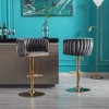 Velvet Bar Stools Set of 2 with Adjustable Height, 360¡ã Swivel, Footrest, and Metal Legs for Kitchen, Bar, or Restaurant - 3 of 4