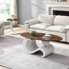Vynxaria Series 47.24 in. Brown White Oval and Round MDF Top Coffee Table Set with Luxury Design - 3 of 4
