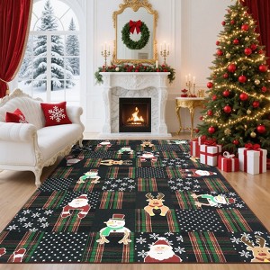 Christmas Checkered Accent Rug with Non Slip Backing - 1 of 4