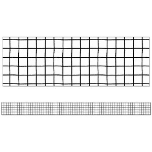 Happily Ever Elementary Creatively Inspired Black & White Grid Straight Borders, 36 Feet (Pack of 6) - 1 of 1