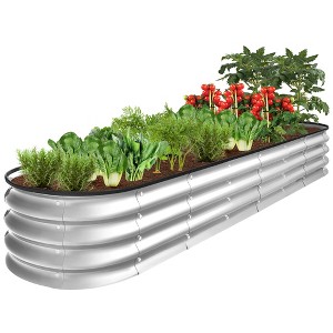 Best Choice Products 8x2x1ft Outdoor Metal Raised Oval Garden Bed, Planter Box for Vegetables, Flowers - 1 of 4